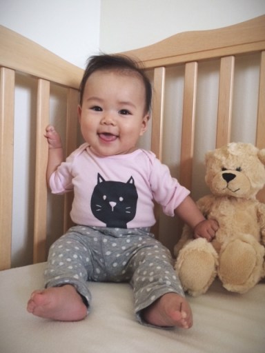 Stenciled cat onesie // you & mie