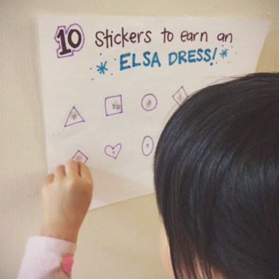 Earning her Elsa dress with chores // you & mie